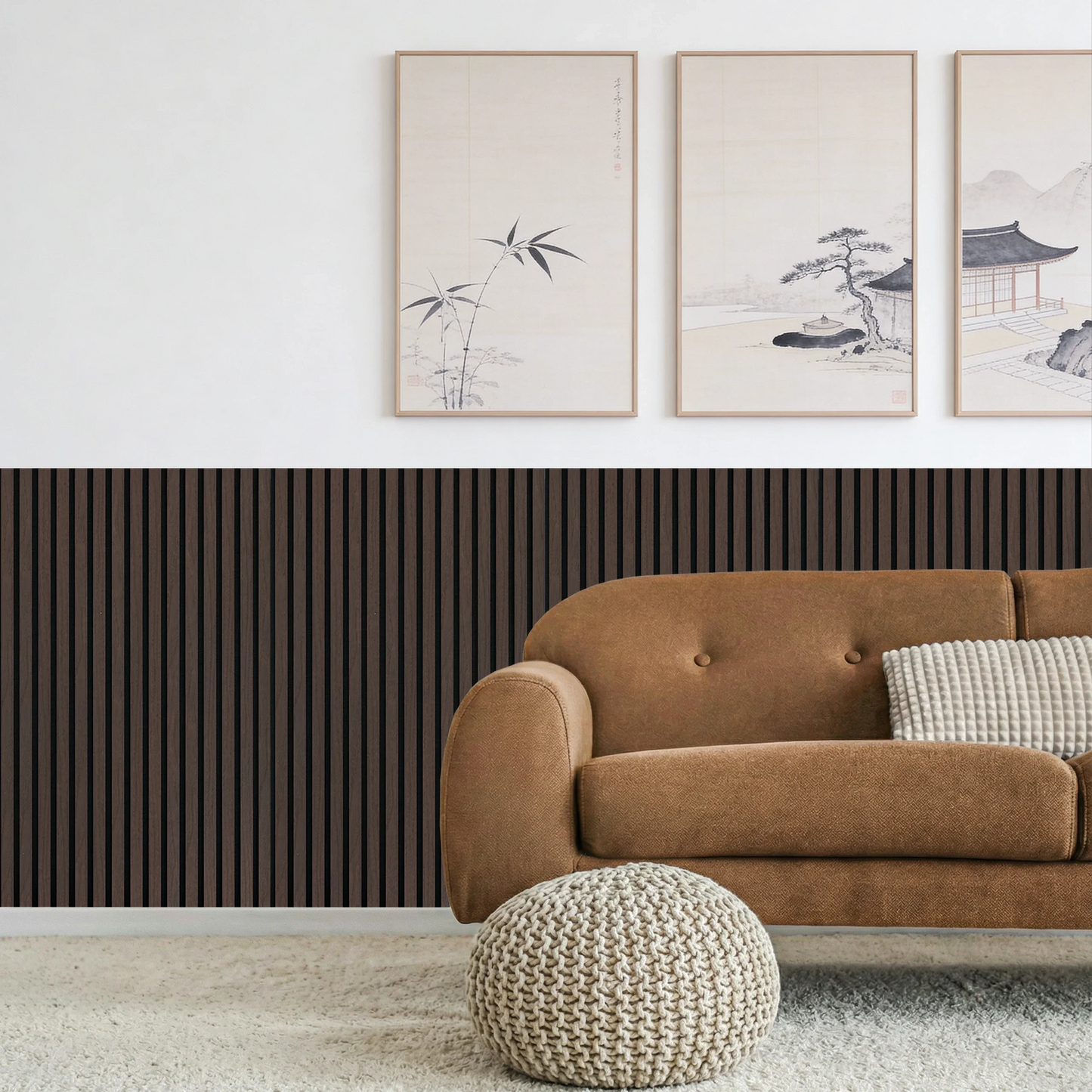 Acoustic Slat Wood Wall Panel - Smoked Oak - 1200