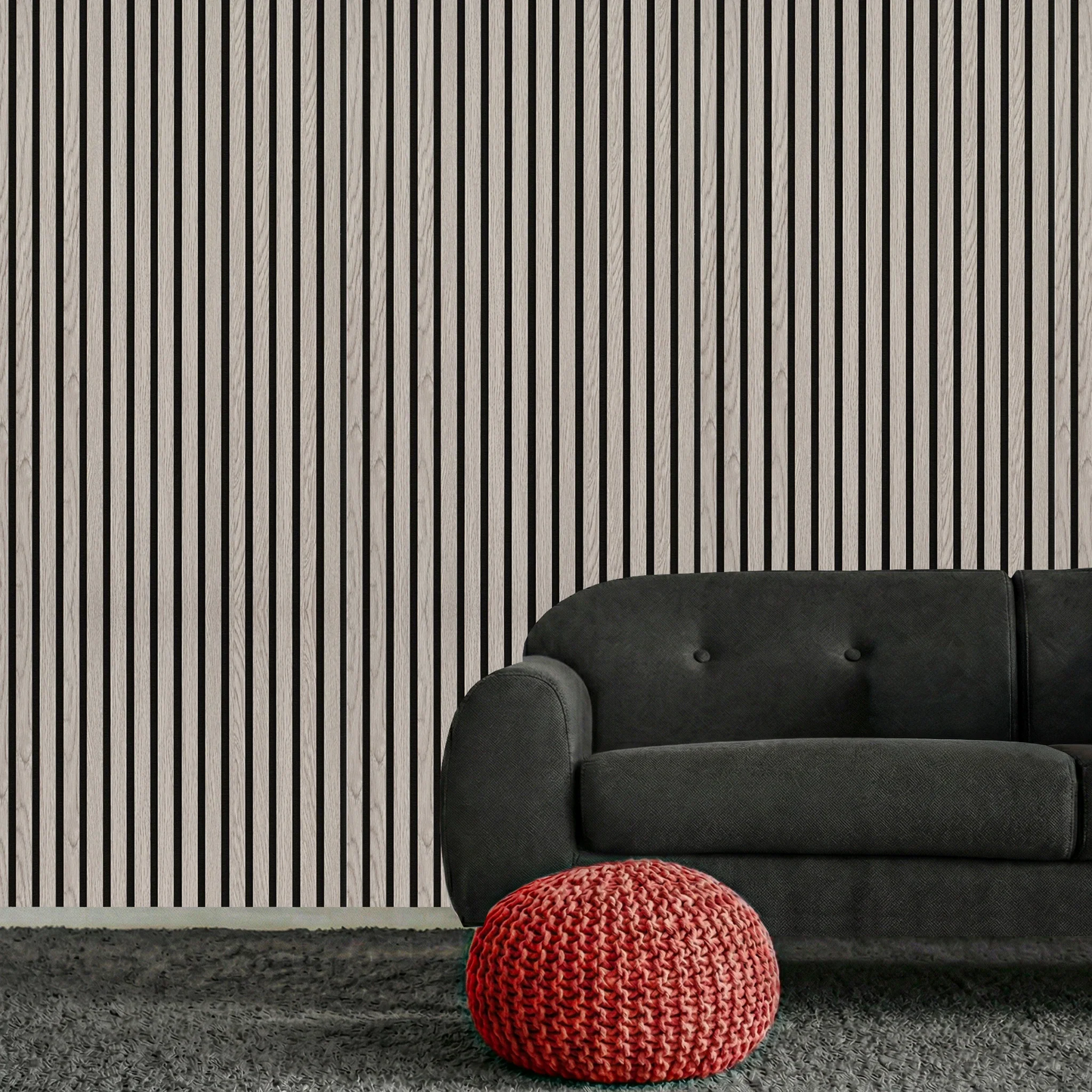 Acoustic Slat Wood Wall Panel - Grey Oak - 2400