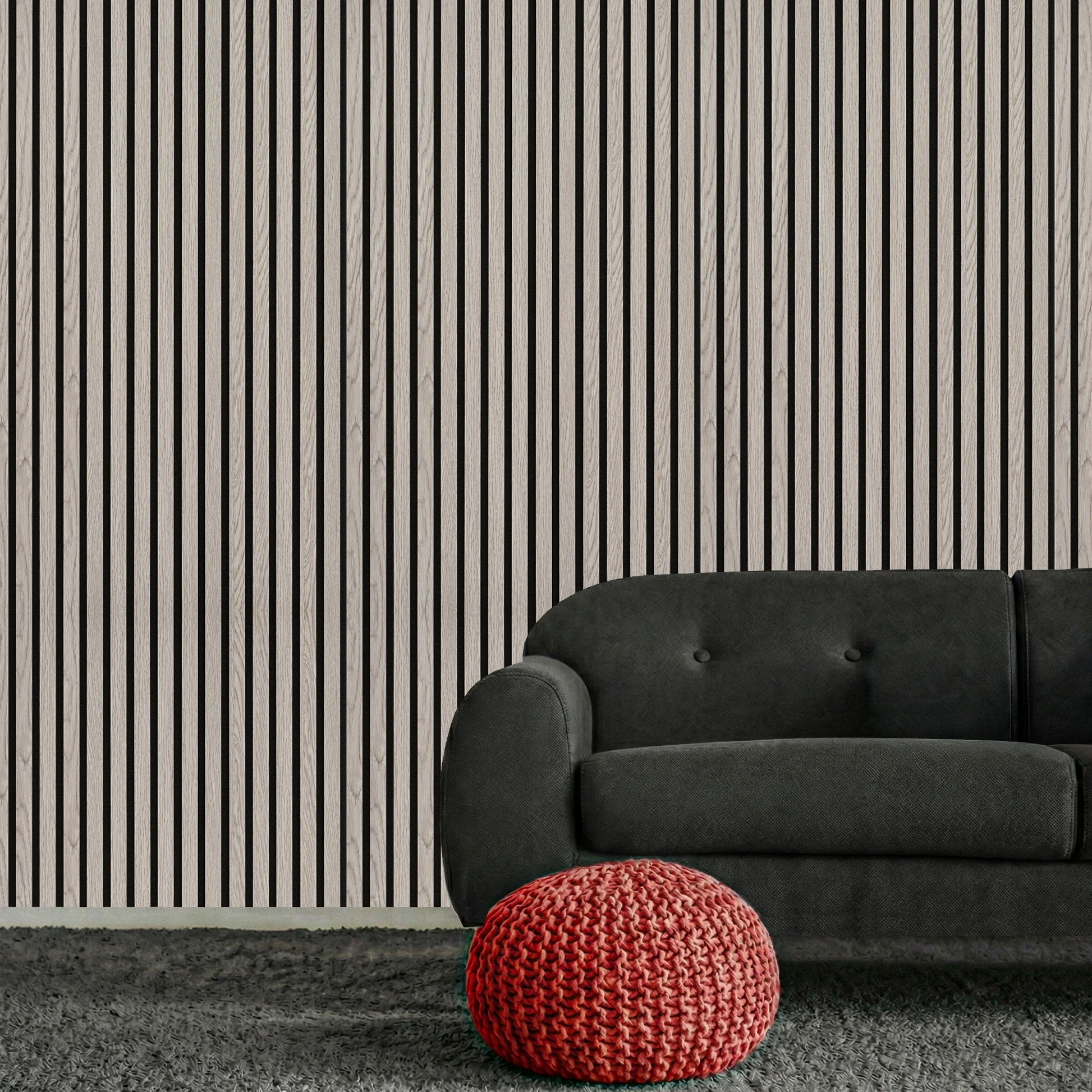 Acoustic Slat Wood Wall Panel - Grey Oak - 2400