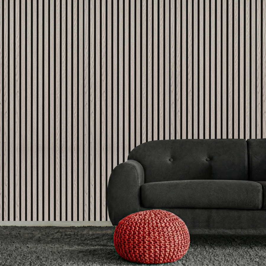Acoustic Slat Wood Wall Panel - Grey Oak - 2400