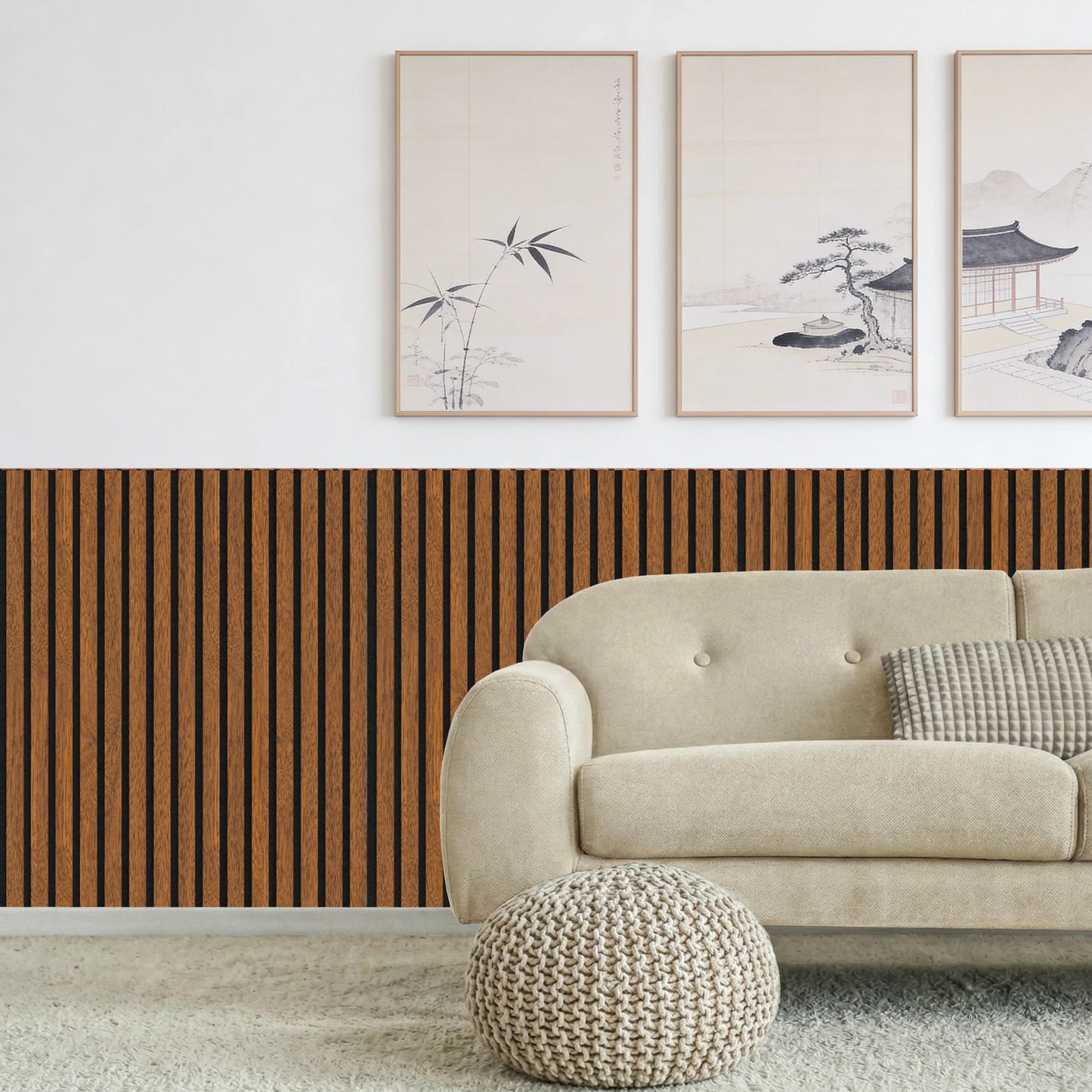 Acoustic Slat Wood Wall Panel - Walnut - 1200