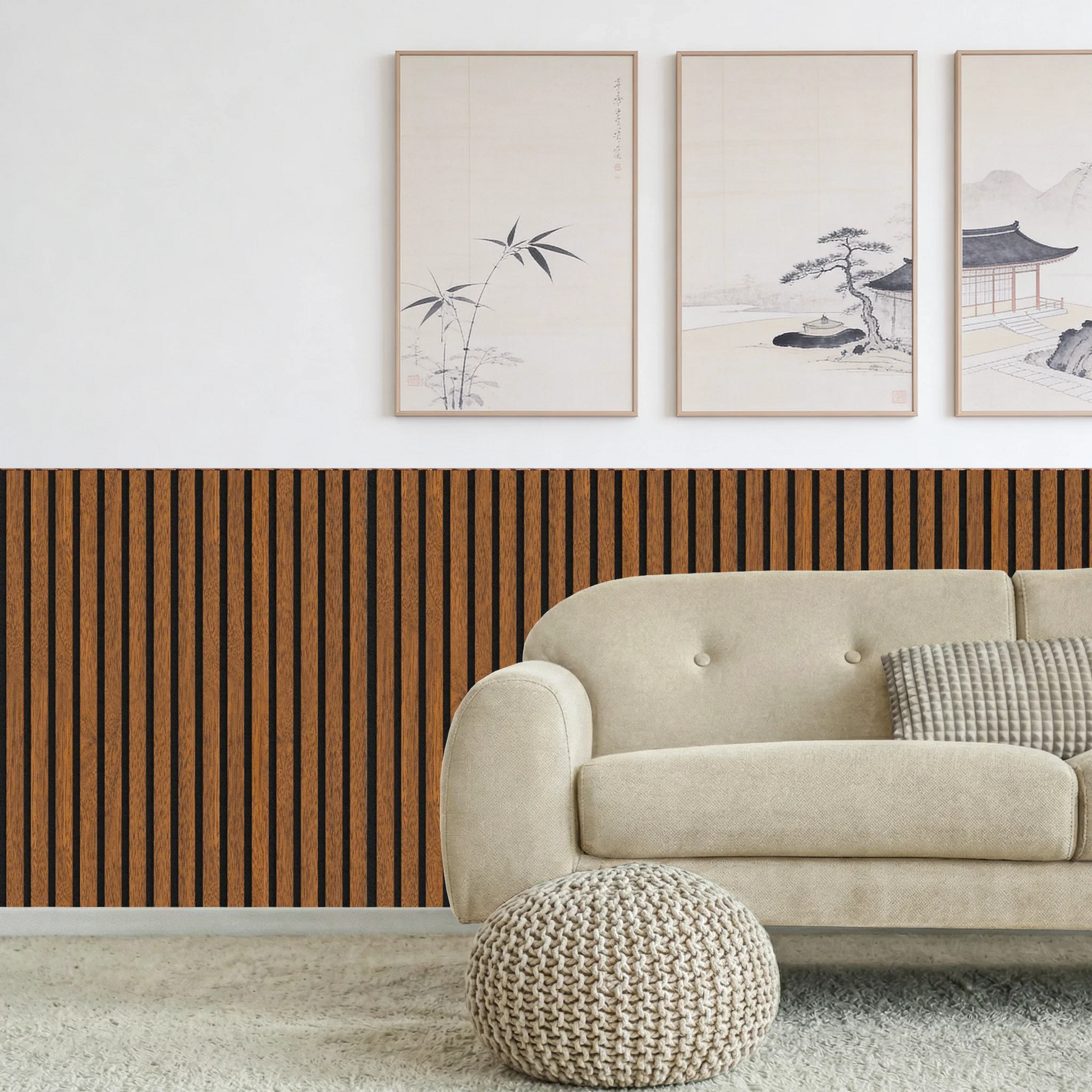 Acoustic Slat Wood Wall Panel - Walnut - 1200