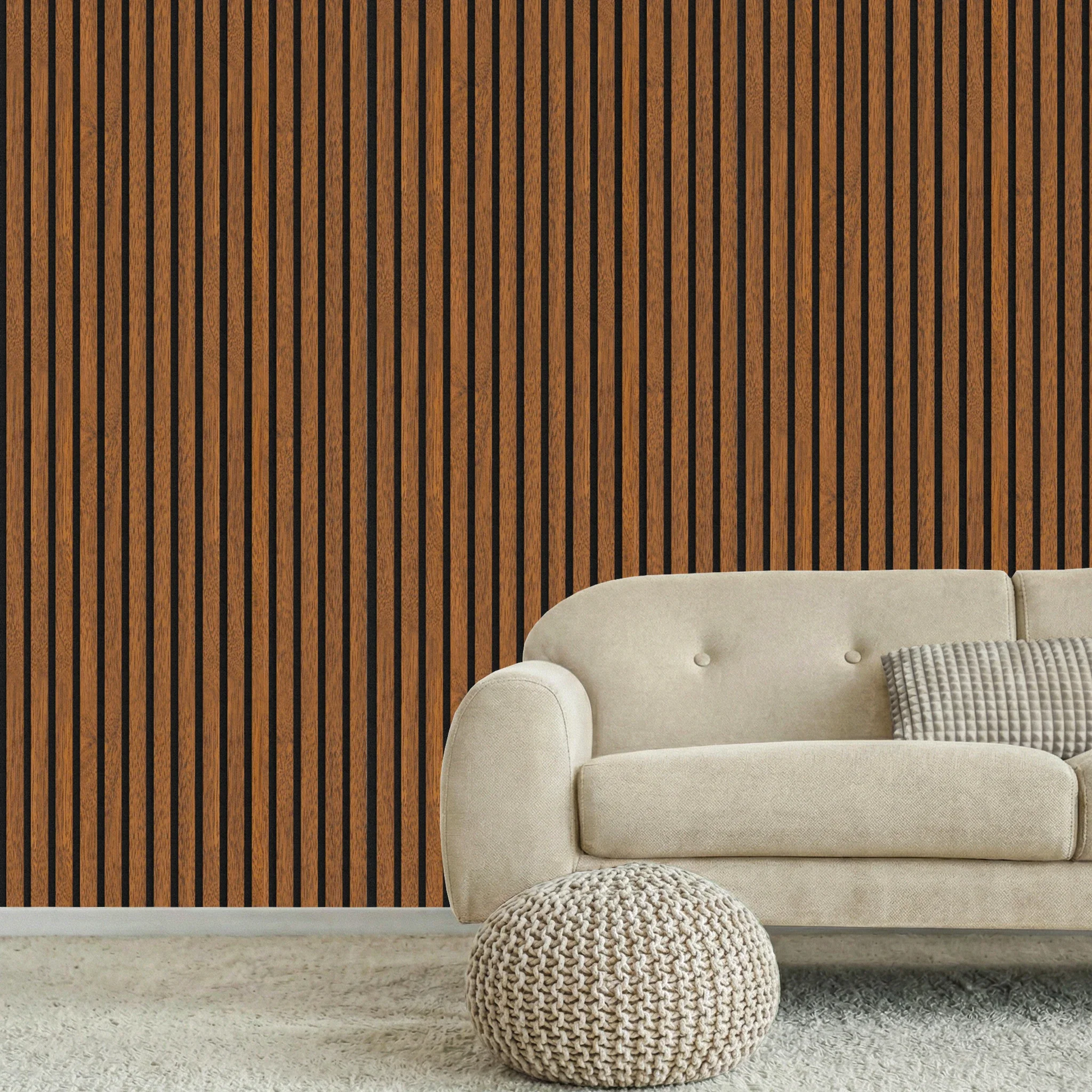 Acoustic Slat Wood Wall Panel - Walnut - 2400