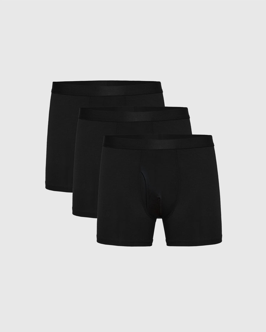 True Classic Black Boxer Trunks W/ Fly 3-Pack | Small