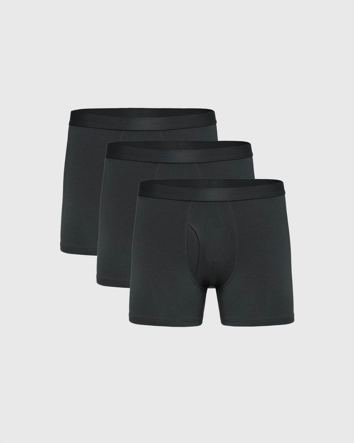 True Classic Carbon Gray Boxer Trunks W/ Fly 3-Pack | Small