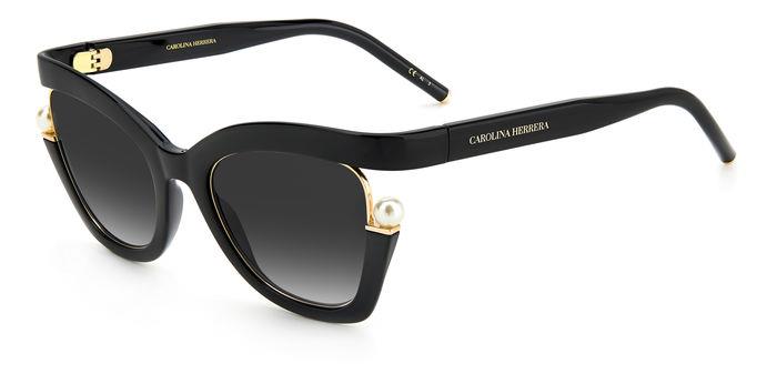 Carolina Herrera CH 0002/S 807/9O Woman Sunglasses Plastic Black Grey Butterfly  Shaded