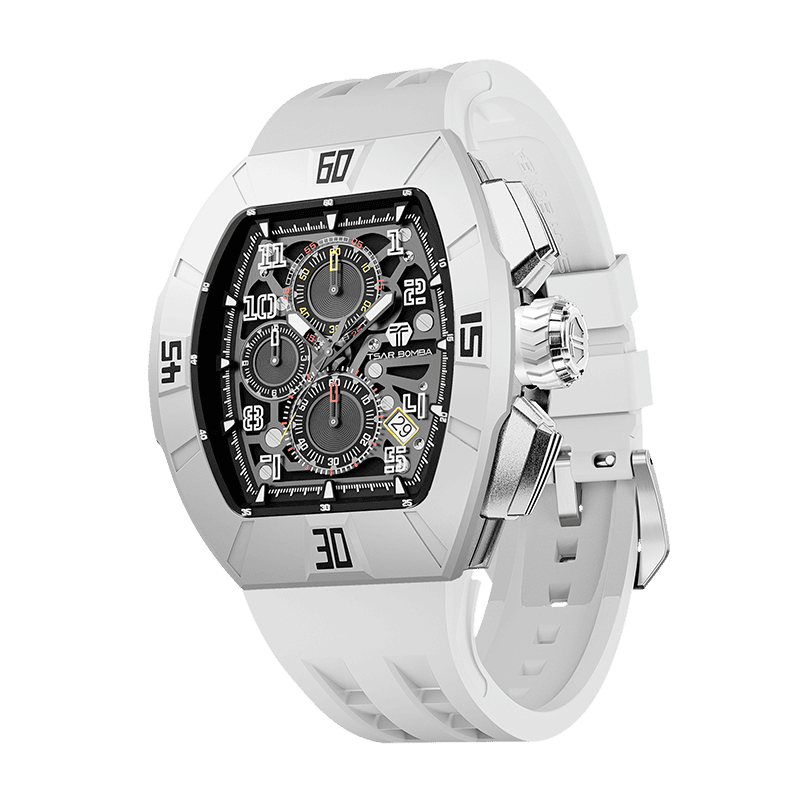 TSAR BOMBA Atomic TB8214DF Fluorkautschuk Chronograph de Quarz austauschbar Herrenuhr - Dynamic Lünette-intercahngeable Lünette;Armband;crown-Dynamic 