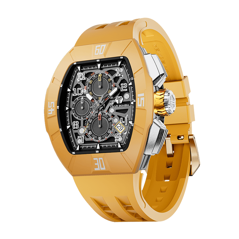 TSAR BOMBA Atomic TB8214DF Fluorkautschuk Chronograph de Quarz austauschbar Herrenuhr - Dynamic Lünette-intercahngeable Lünette;Armband;crown-Dynamic 