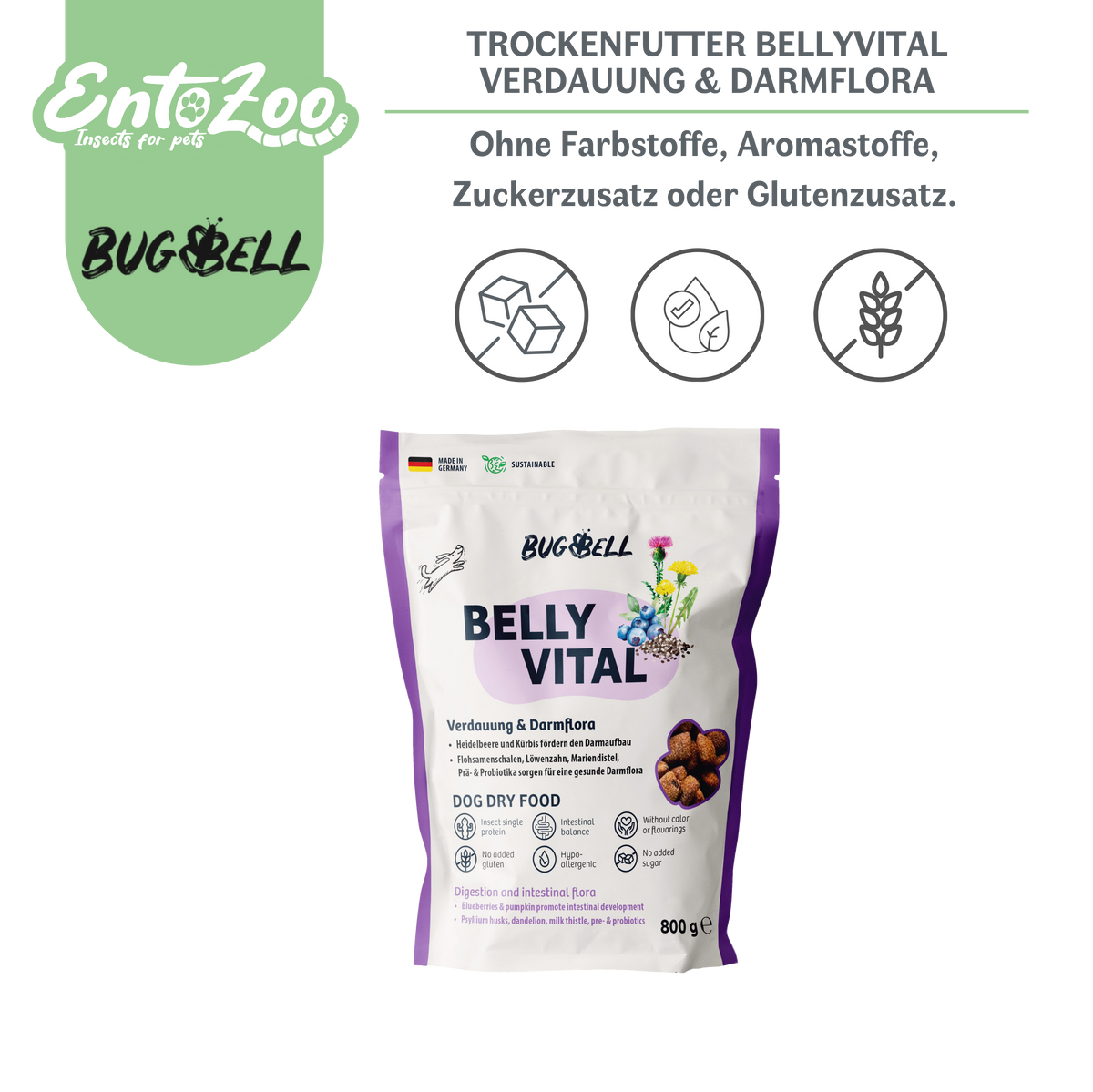 Bugbell - Trockenfutter - BellyVital Verdauung & Darmflora - 1x 800g