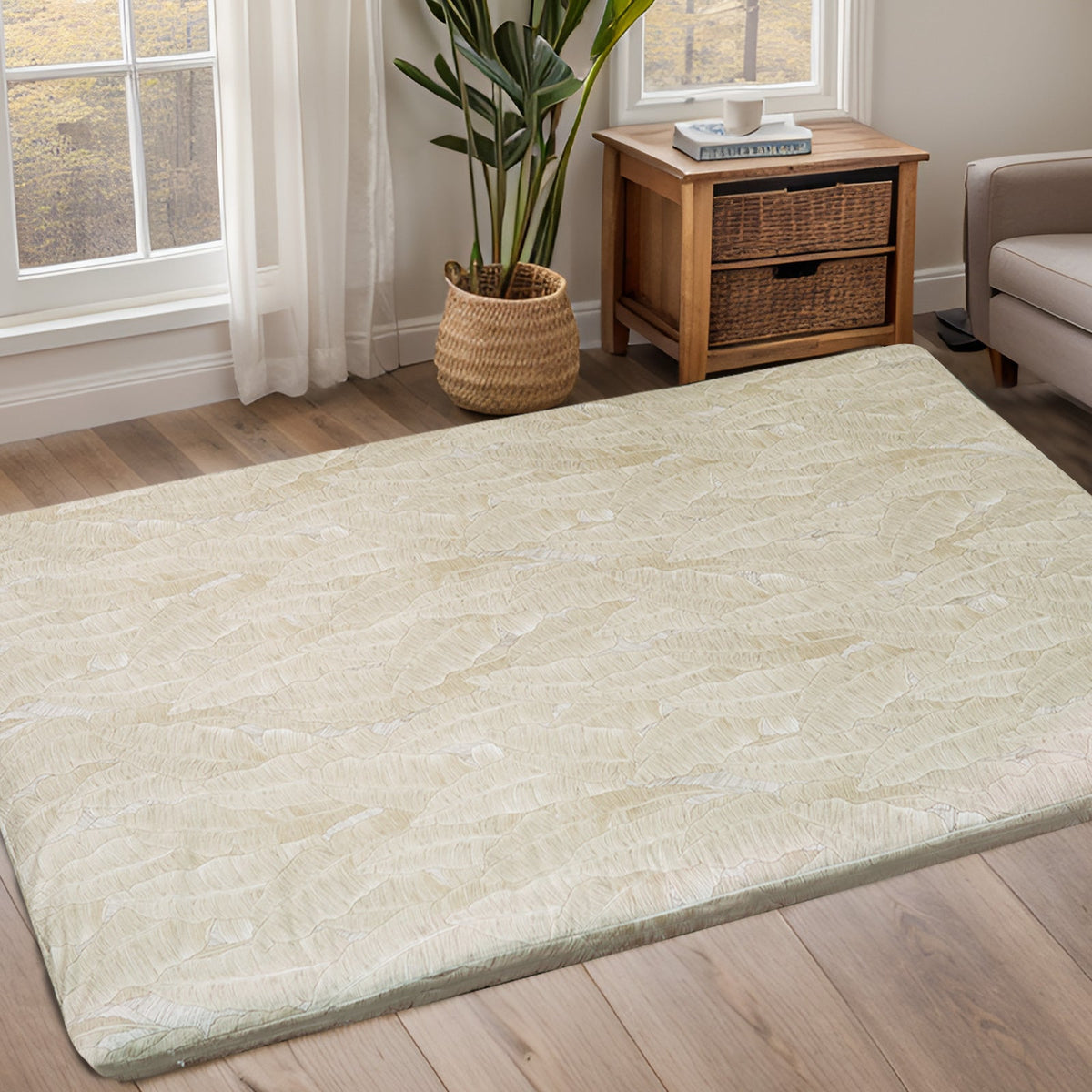 Cotton Futon Mattress Cover - TWIN (41"x 81" inch) / Hand-painted Leaves Cotton Cover