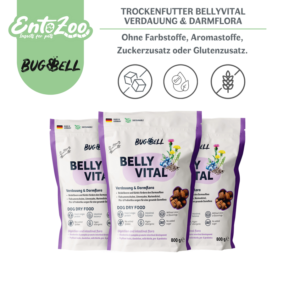 Bugbell - Trockenfutter - BellyVital Verdauung & Darmflora - 3x 800g