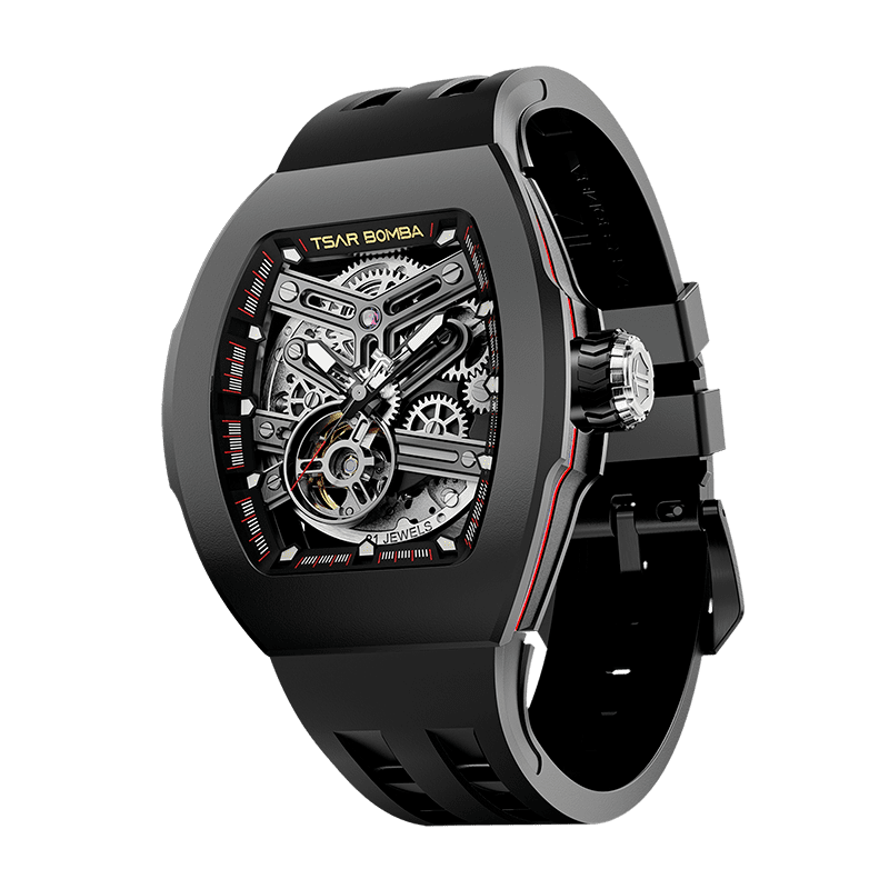 Atomic-Interchangeable Automatic Watch Fluororubber Black