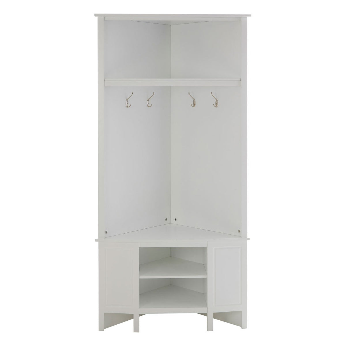 Portland White Corner Coat Bench