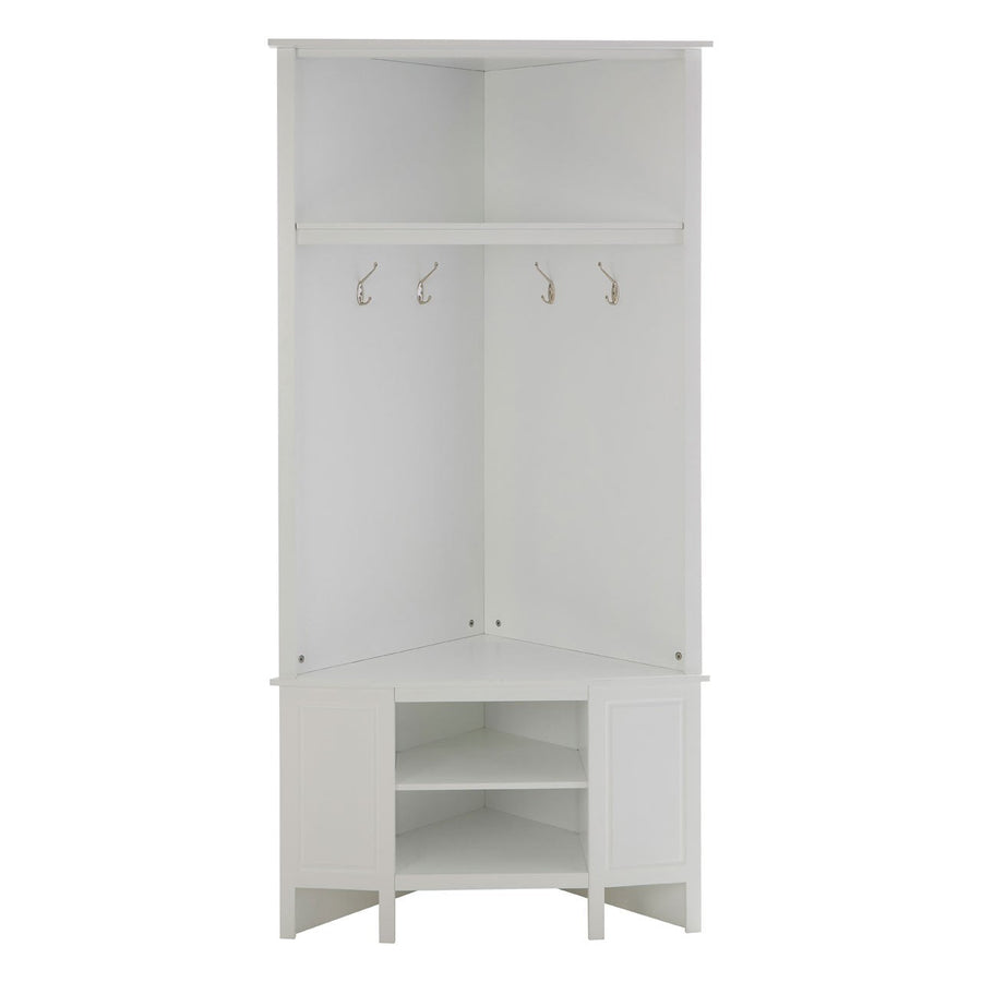 Portland White Corner Coat Bench
