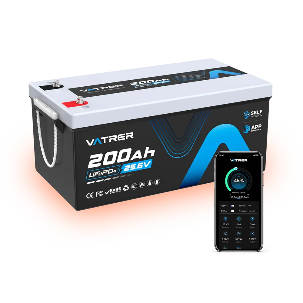 Vatrer 24V 200Ah Heated Lithium Battery Built for RV and Off-Grid Power in Cold Weather - 1 PACK