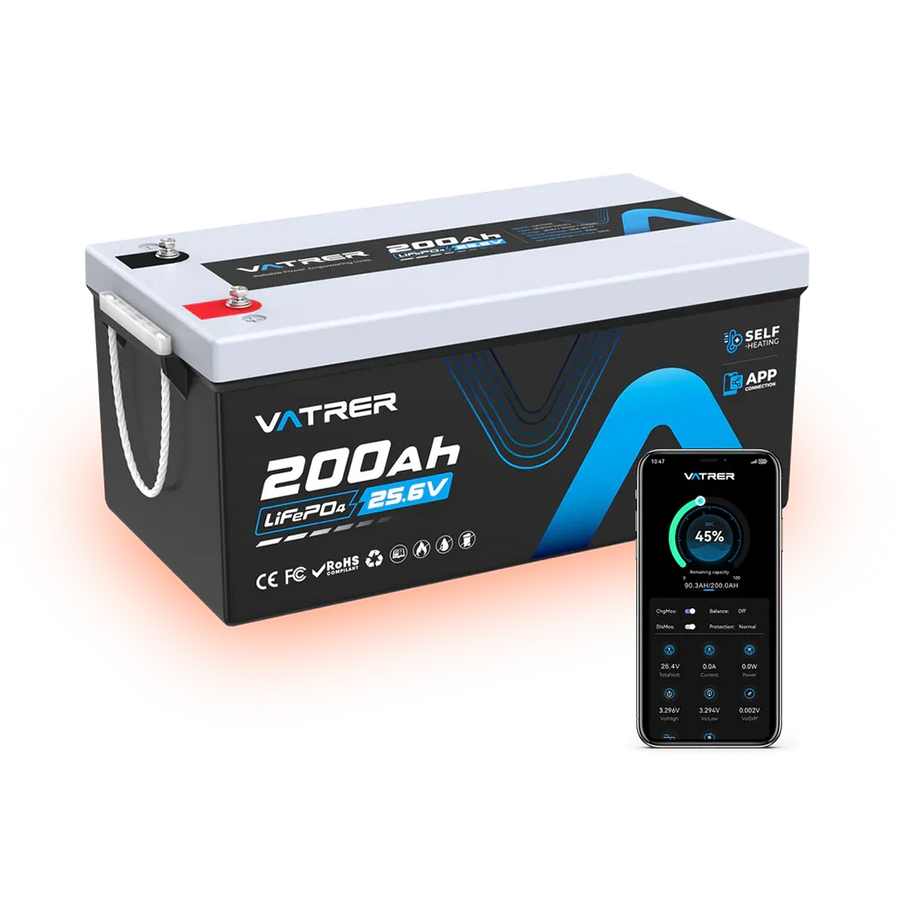 Vatrer 24V 200Ah Self-heating LiFePO4 Lithium Battery Bluetooth Version CA - 1 PACK