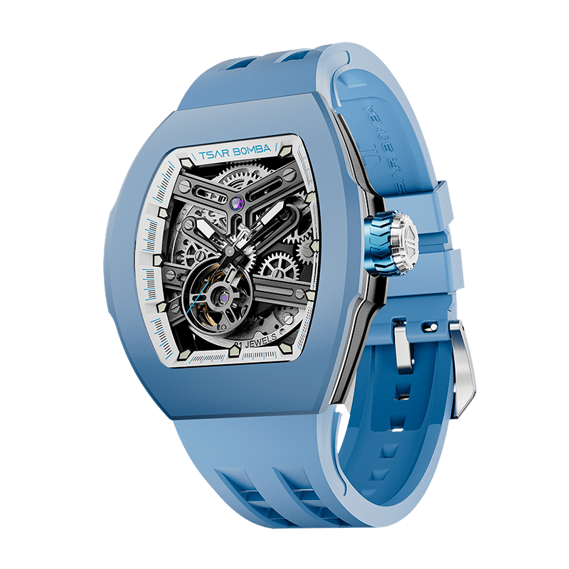 TSAR BOMBA Atomic TB8218F Fluorkautschuk Skelett Automatik mit componentes austauschbar Herrenuhr - Fluorkautschuk Lünette-intercahngeable Lünette;Arm