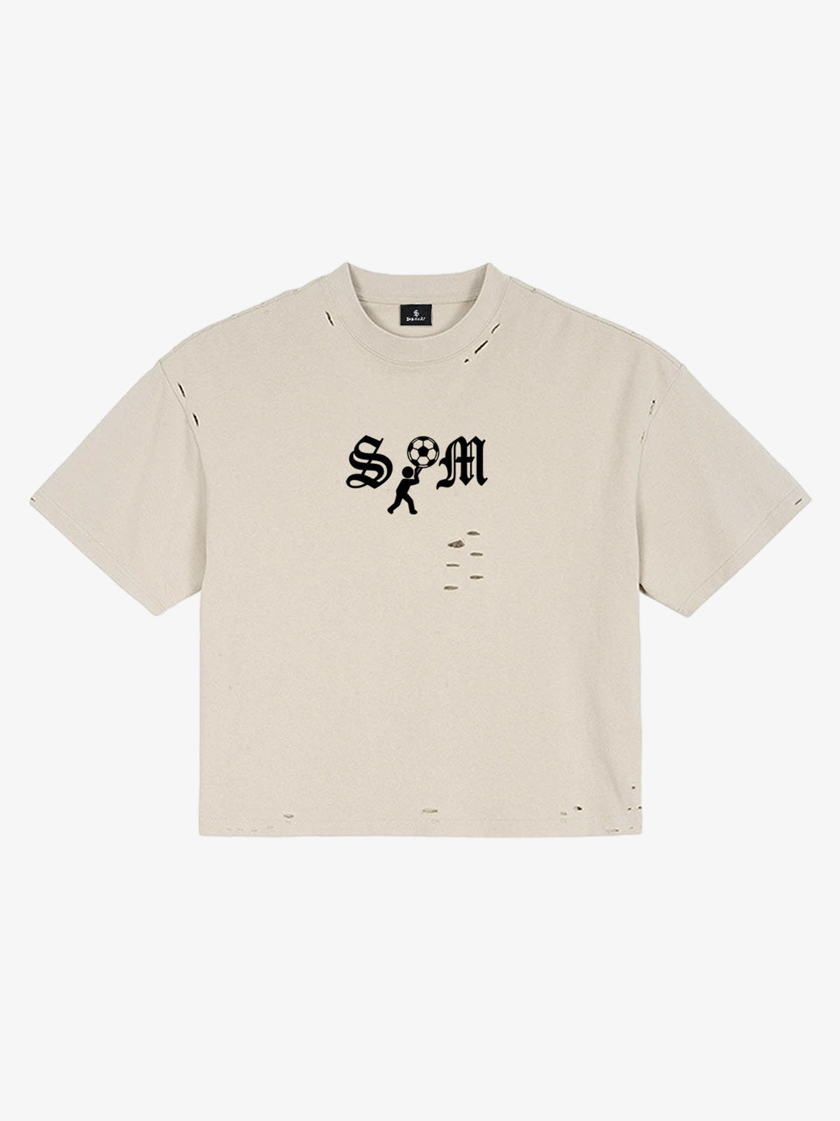 SM Soccer Graphic Distressed T-Shirt - Apricot / M