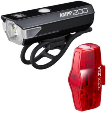 Cateye AMPP 200 Lumens & VIZ 100 Lumens USB Rechargeable Light Set