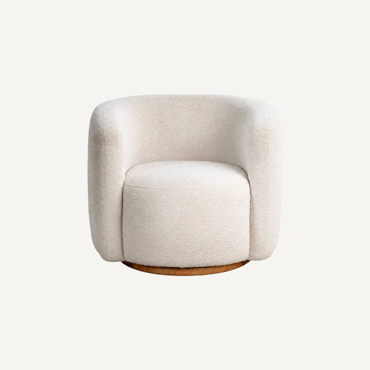 COLAMY AURA Compact Barrel Swivel Accent Chair - Cream / 1 Piece