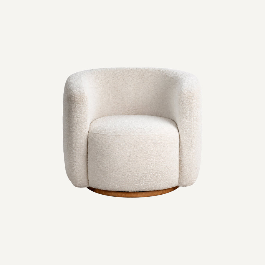 COLAMY AURA Compact Barrel Swivel Accent Chair - Cream / 1 Piece
