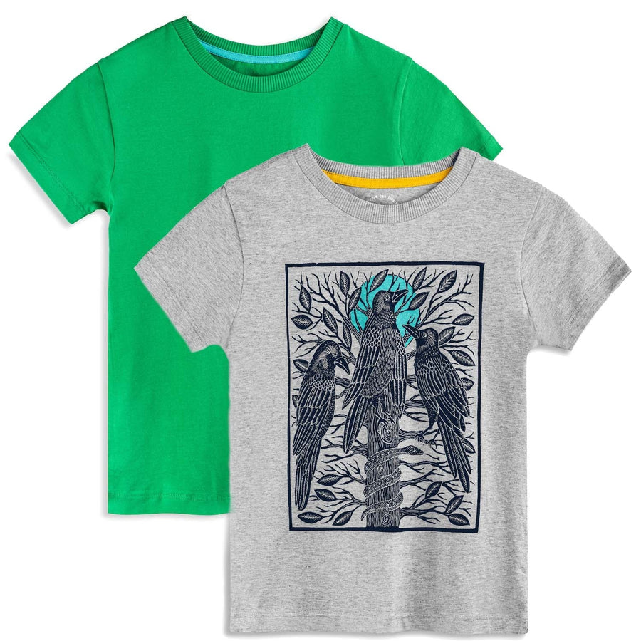 Organic Cotton Kids Graphic Tee 2-Pack | Color: Moon Birds | Size: X-Small (4/5)
