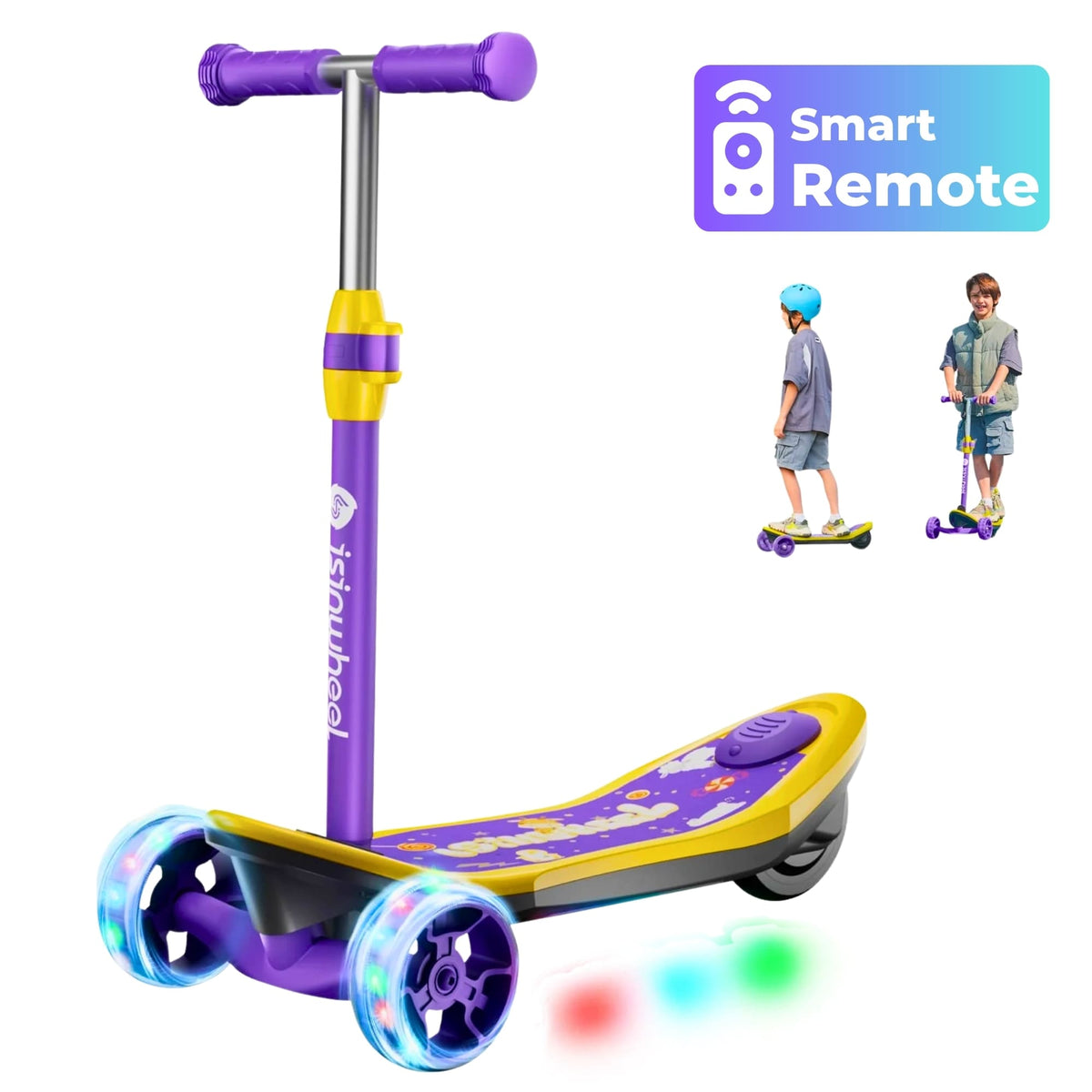 isinwheel Mini 3 Wheel Kids Electric Scooter for boys aged 3-12 - Minispider [Purple]-Remote Control / 1