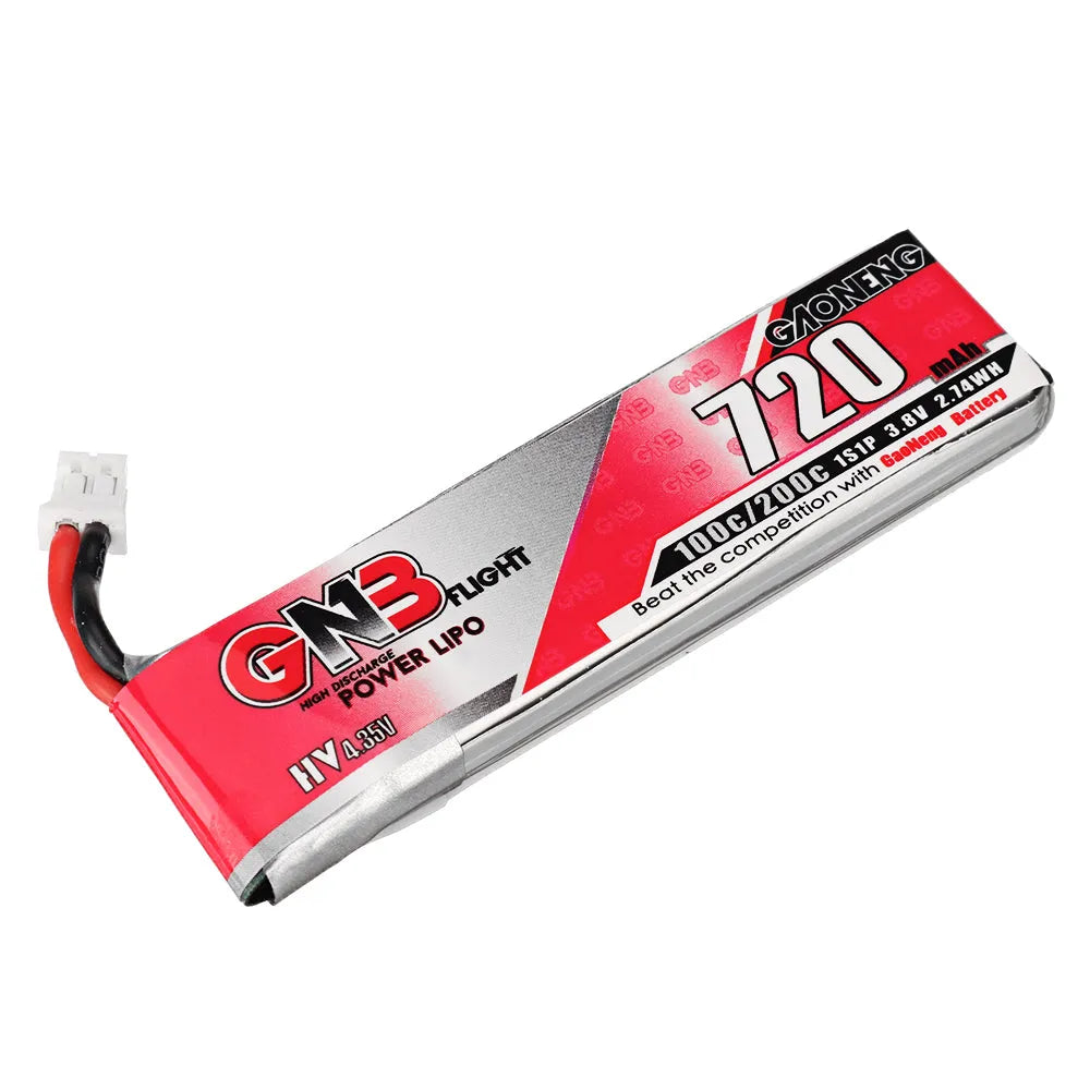GAONENG GNB 3.8V 720mAh 100C 1S LiPo Battery PH2.0 Plug(Pack of 4)