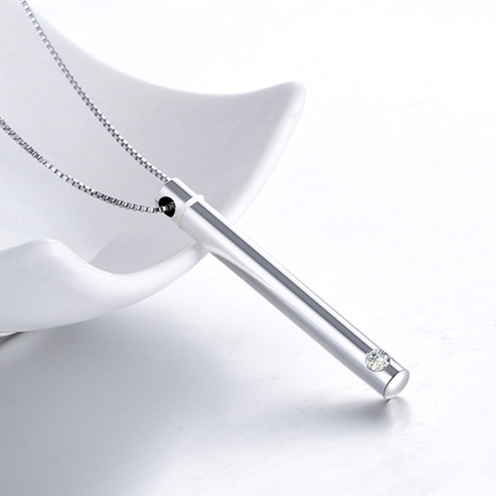 Sterlingsilber Ascheschmuck Asche Sterlingsilber Halskette Zum Befüllen Haar - Einfache Stabform Anhänger