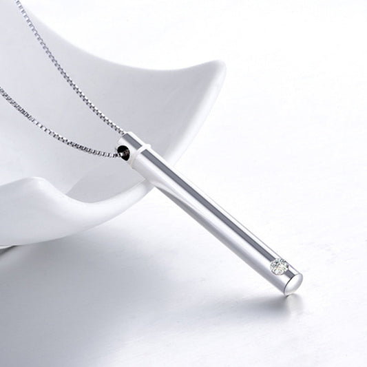 Sterlingsilber Ascheschmuck Asche Sterlingsilber Halskette Zum Befüllen Haar - Einfache Stabform Anhänger