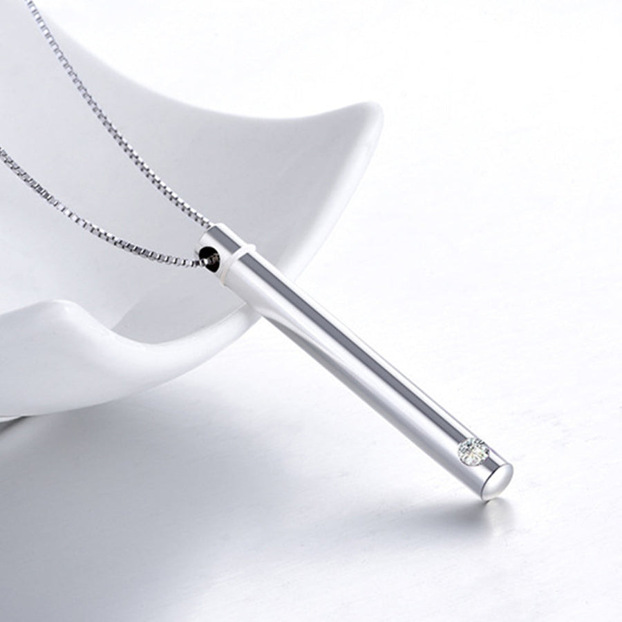 Sterlingsilber Ascheschmuck Asche Sterlingsilber Halskette Zum Befüllen Haar - Einfache Stabform Anhänger