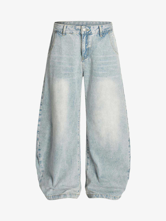 Denim Washed Distressed Barrel Jeans - 2511 - Light Blue / S