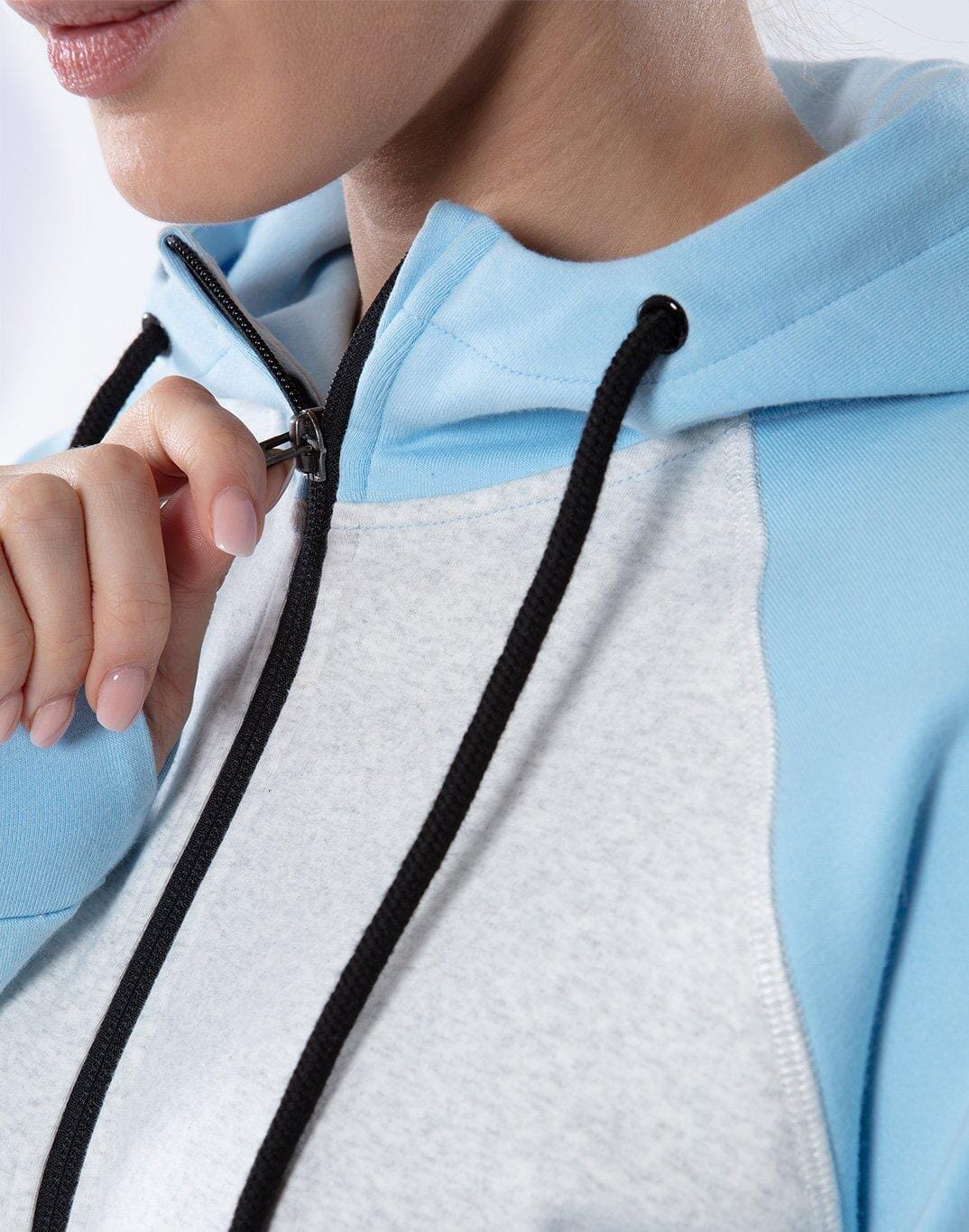Women's 2Tone Chill Hoodie in Baby Blue-Cream - X-Small / Baby Blue/Cream
