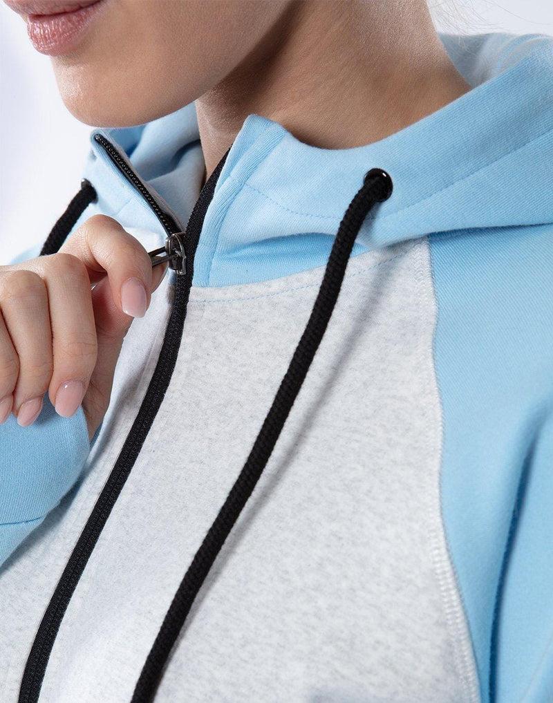 Women's 2Tone Chill Hoodie in Baby Blue-Cream - X-Small / Baby Blue/Cream