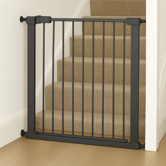 2x FYLO Baby Safety Stair Gate Pressure Fit Extra Wide - Grey - 77-86cm