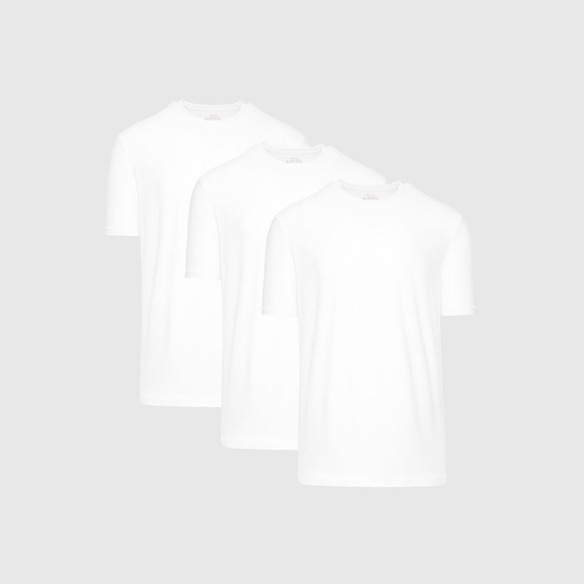 True Classic All White Active Crew Neck T-Shirt 3-Pack | Cotton Blend | Athletic Cut | Small