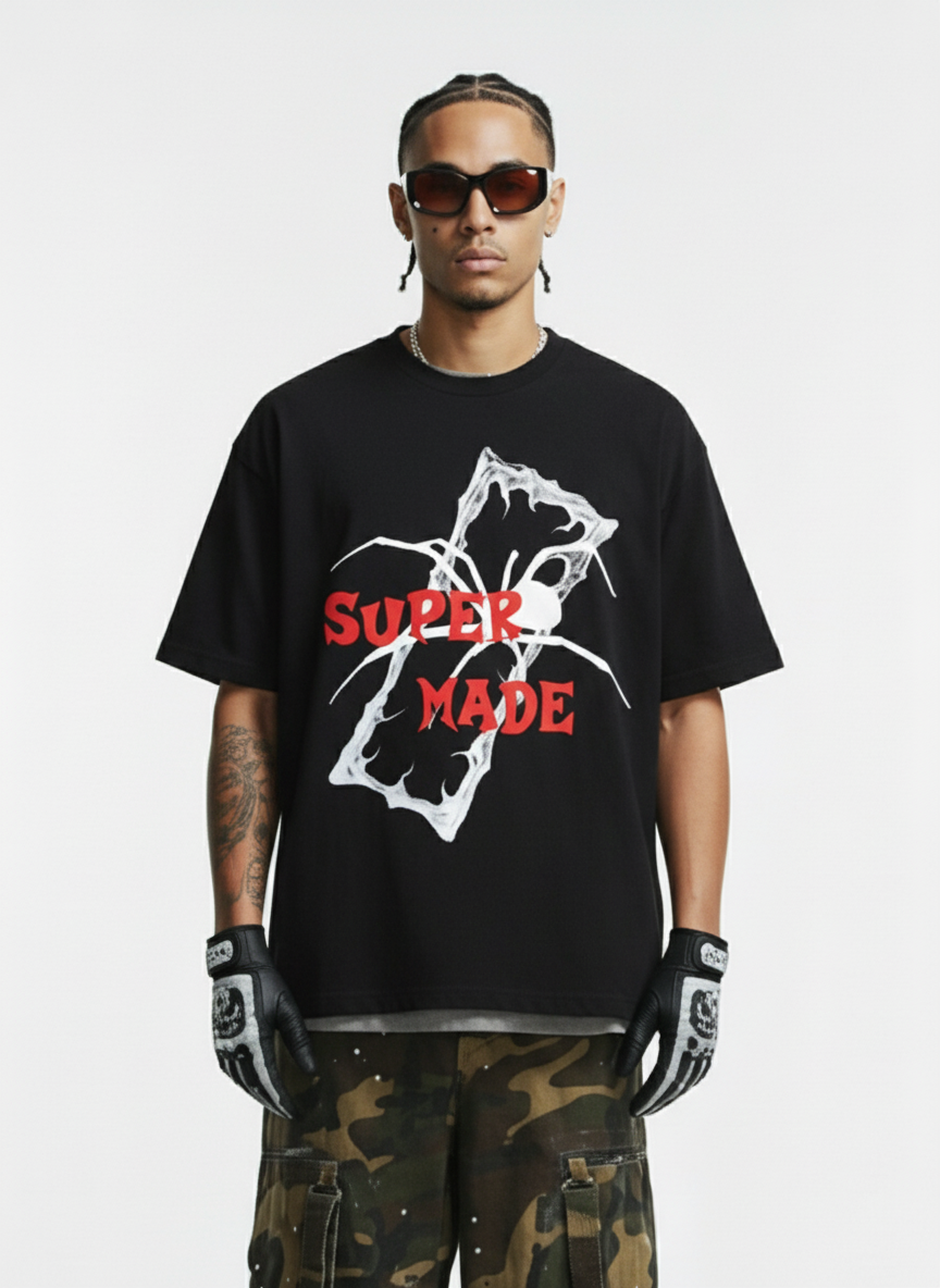 Gothic Spider Graphic T-Shirt - Black / M