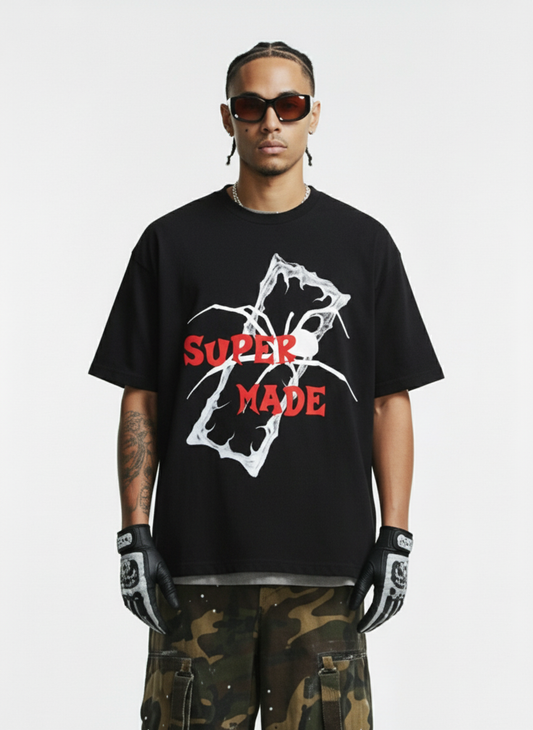 Gothic Spider Graphic T-Shirt - Black / M