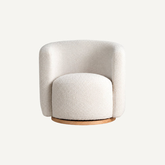 COLAMY AURA Oversized Cocoon Swivel Accent Chair - Cream / 1 Piece
