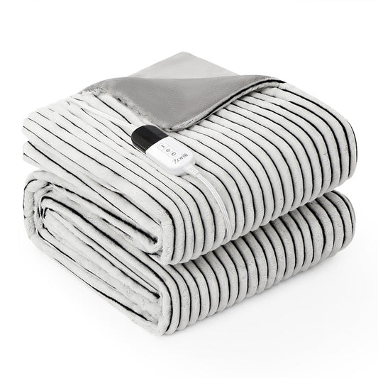 Fuzzy Calming Heated Weighted Blanket - Striped MinkyAll-Season Comfort / 15lbs 60''*80''