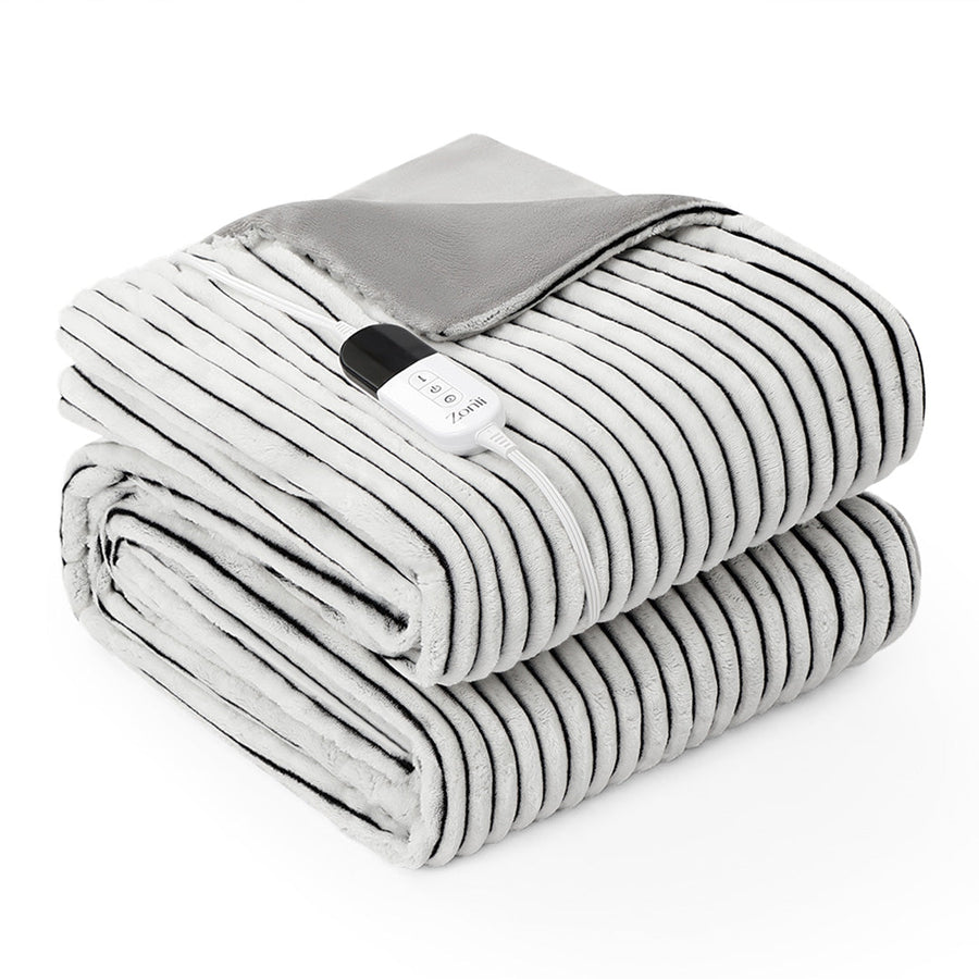 Fuzzy Calming Heated Weighted Blanket - Striped MinkyAll-Season Comfort / 15lbs 60''*80''