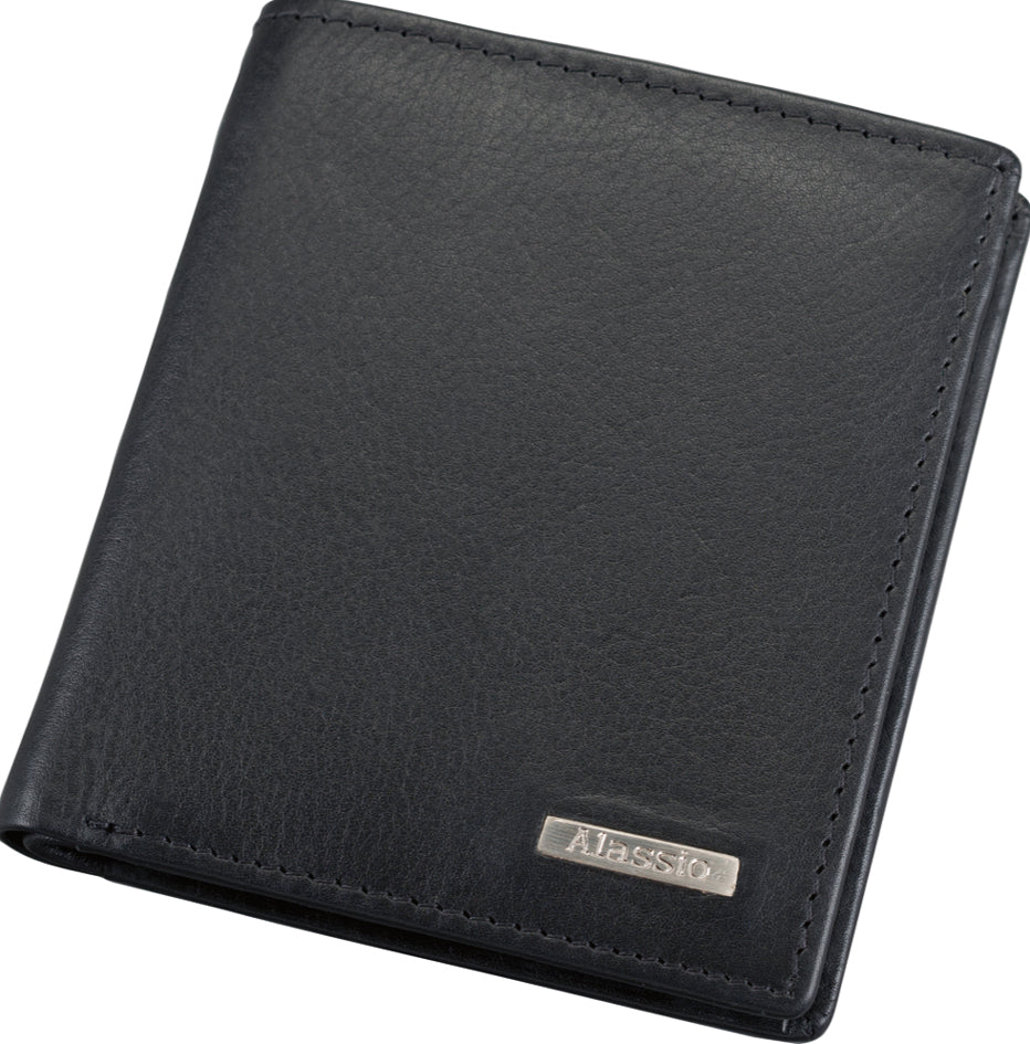 Alassio Mini-Geldbörse, Leder, im Hochformat, schwarz