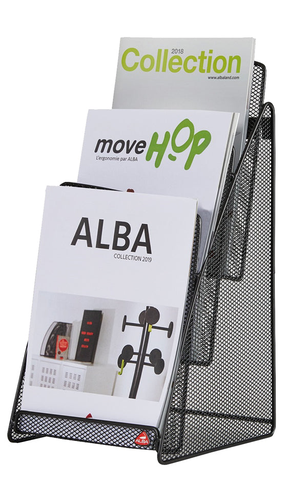 ALBA Tisch-Display , MESHPREZA5, , A5 hoch, schwarz, 3 Fächer