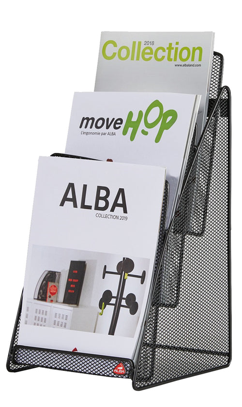 ALBA Tisch-Display , MESHPREZA5, , A5 hoch, schwarz, 3 Fächer