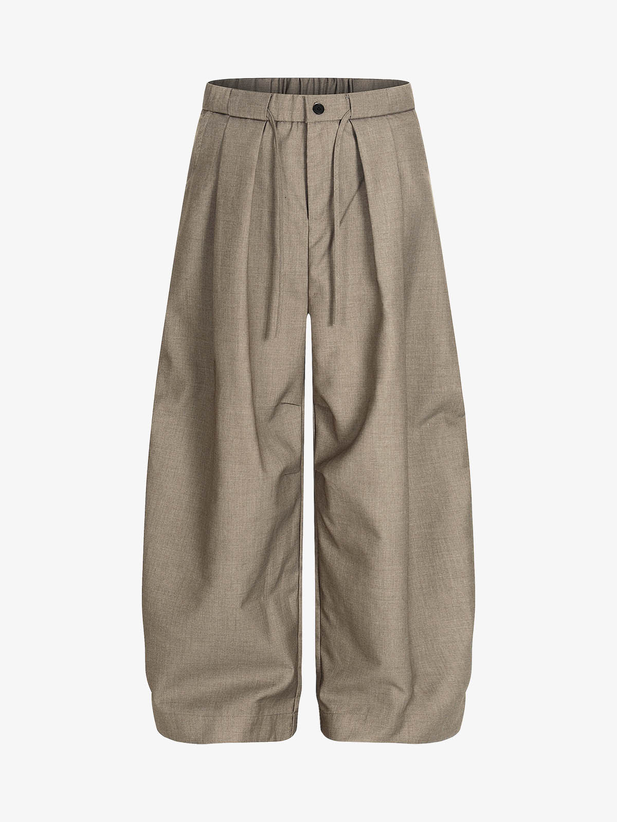 Pleated Drawstring Scimitar Track Pants - Khaki / S