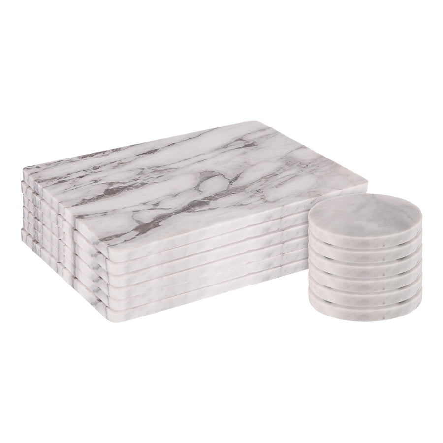 12pc Marble Placemats & Round Coasters Set