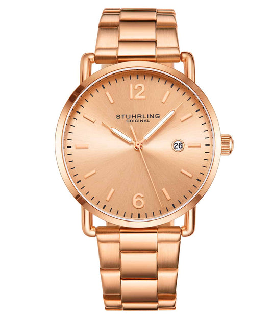 Stührling Oslo 3902 Quartz 38mm Fashion - Rose Dial/Rose Case/Rose Stainless Bracelet