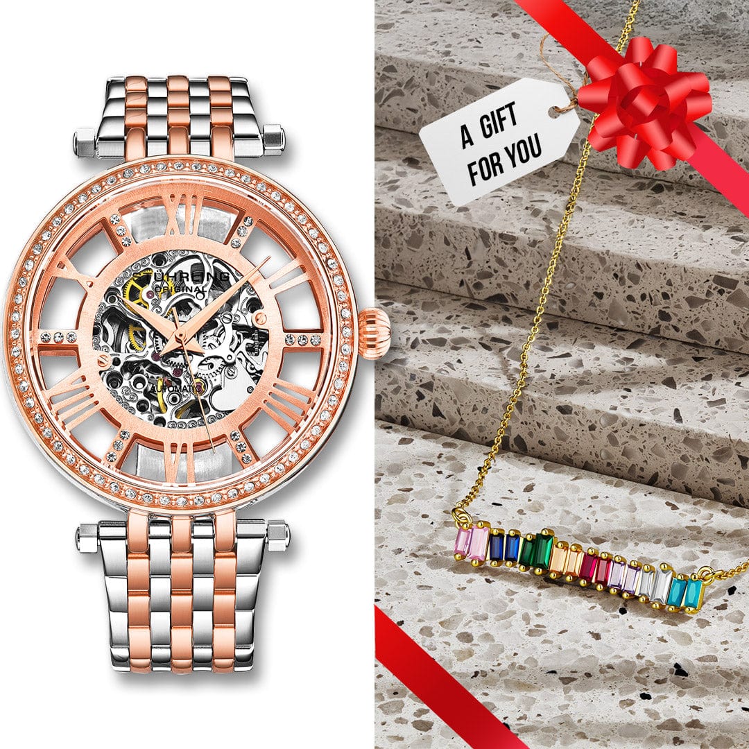 Stührling L'Amour Ensemble - Rose Dial/Rose Case/Two Tone Bracelet + Jubilé de Teintes