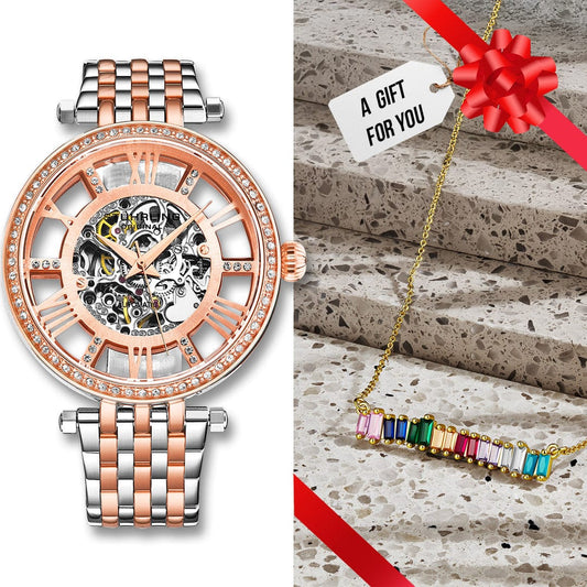 Stührling L'Amour Ensemble - Rose Dial/Rose Case/Two Tone Bracelet + Jubilé de Teintes
