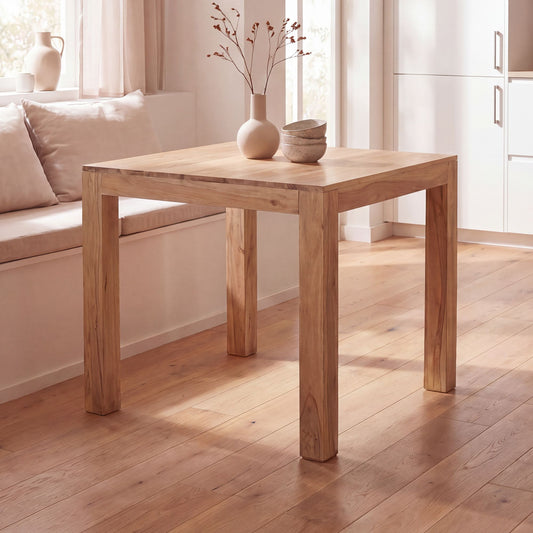 FineBuy Esstisch quadratisch 80 cm Akazie Massivholz – Quadratischer Holztisch massiv, Design Esszimmertisch Naturholz, Küchentisch Echtholz für 4 Per